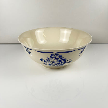 Saladier Demi-porcelaine Badonviller, motif fleurs bleu, début XXe