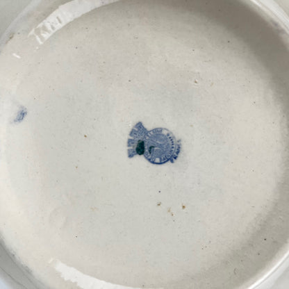 Saladier Demi-porcelaine Badonviller, motif fleurs bleu, début XXe