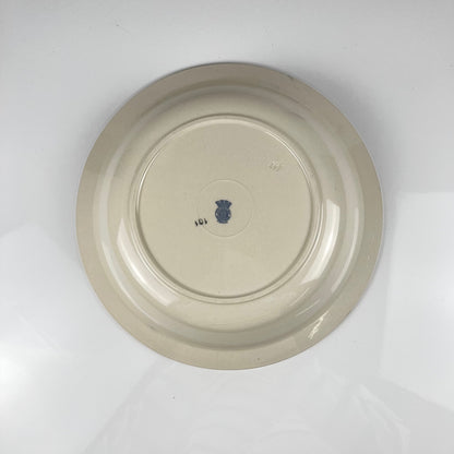 Saladier bas Demi-porcelaine Badonviller, motif fleurs bleu, début XXe