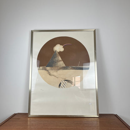 Estampe graphique encadrée par R. Cochard des années 70 en édition limitée (199/250)