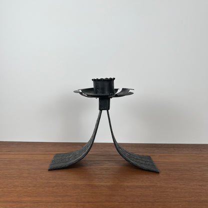 Vintage black wrought iron candle holder. 1960s/70s