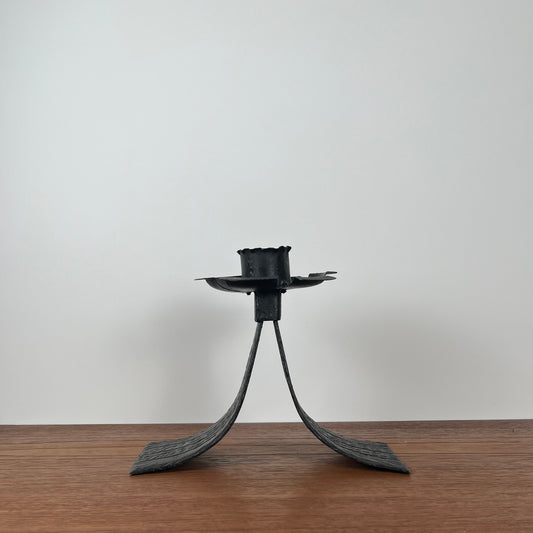 Vintage black wrought iron candle holder. 1960s/70s