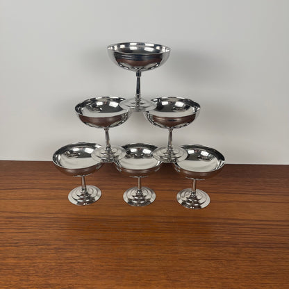 Set of 6 Letang Remy high-footed ice cream cups, stainless steel
