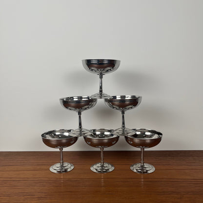 Set of 6 Letang Remy high-footed ice cream cups, stainless steel