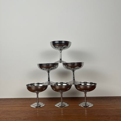 Set of 6 Letang Remy high-footed ice cream cups, stainless steel
