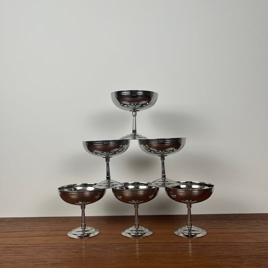 Set of 6 Letang Remy high-footed ice cream cups, stainless steel