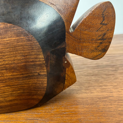 Exotic wood fish statue, midcentury modern