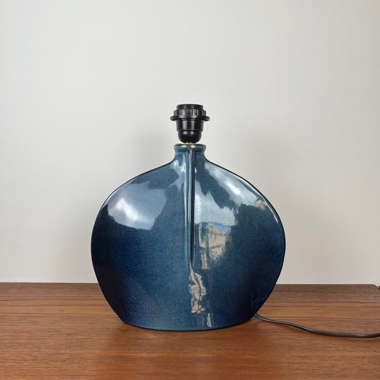 Pied de lampe en céramique bleu pétrole, 1960