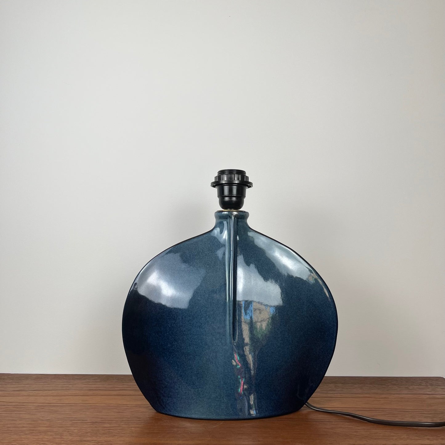 Pied de lampe en céramique bleu pétrole, 1960