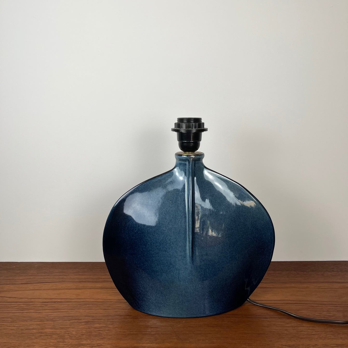 Pied de lampe en céramique bleu pétrole, 1960
