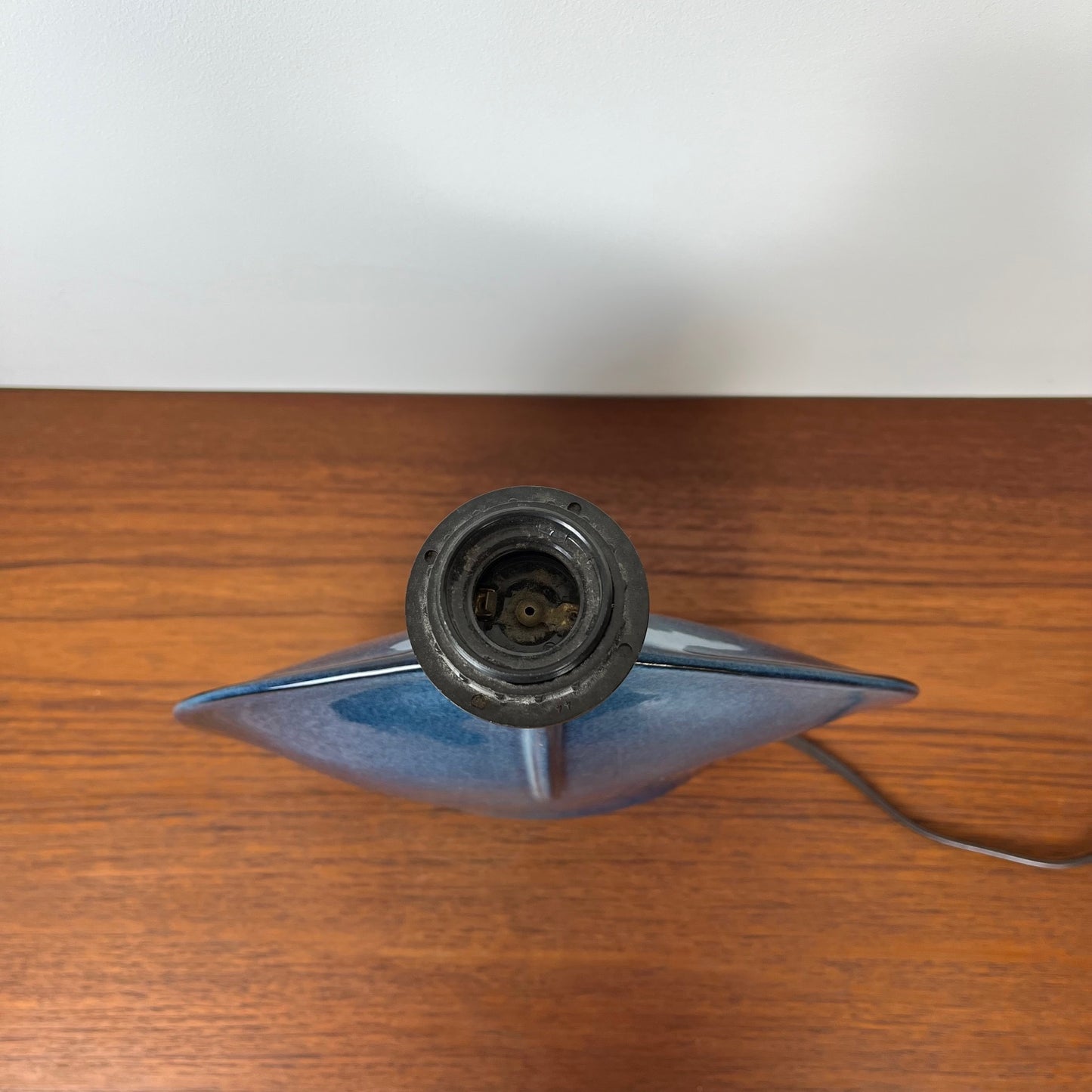 Pied de lampe en céramique bleu pétrole, 1960