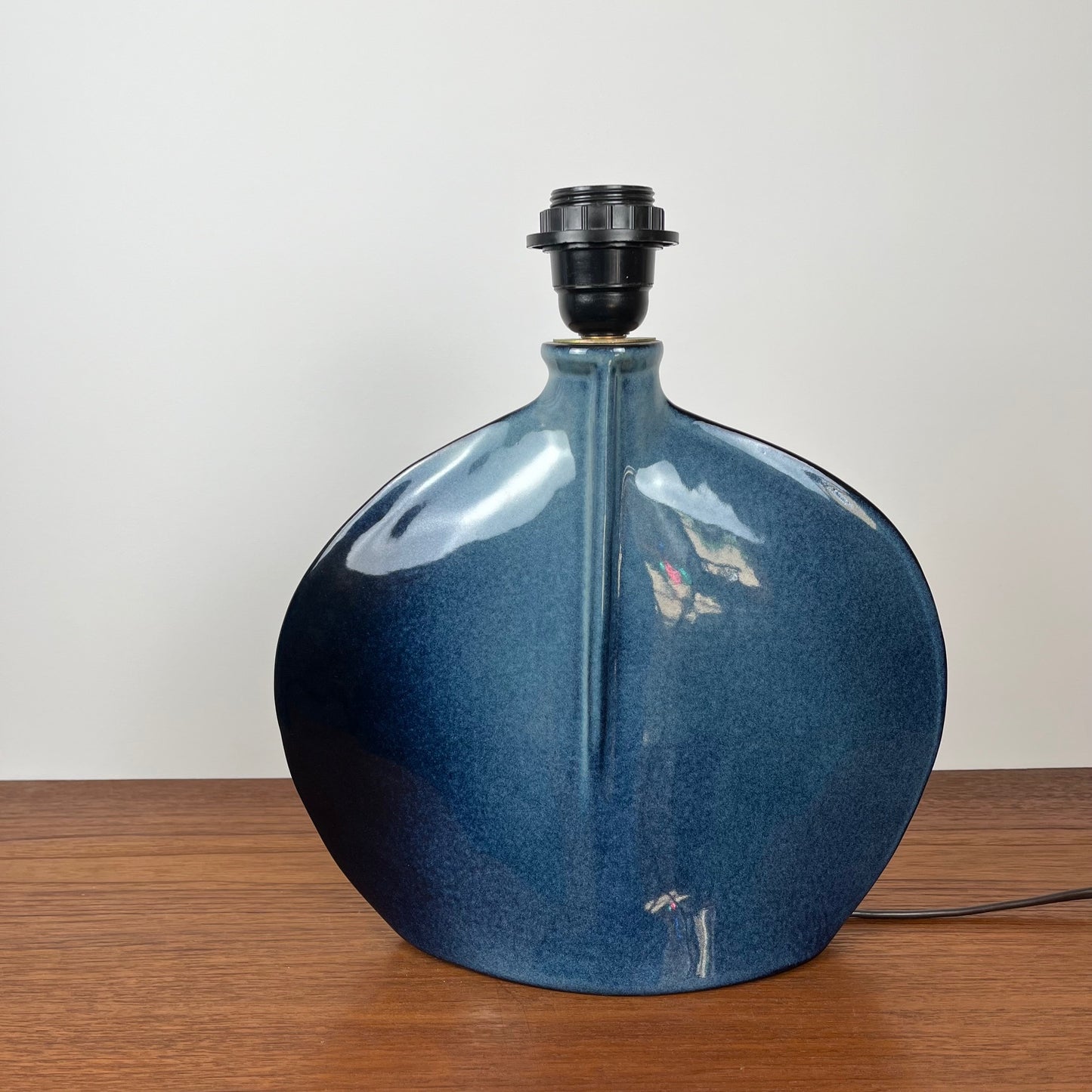 Pied de lampe en céramique bleu pétrole, 1960