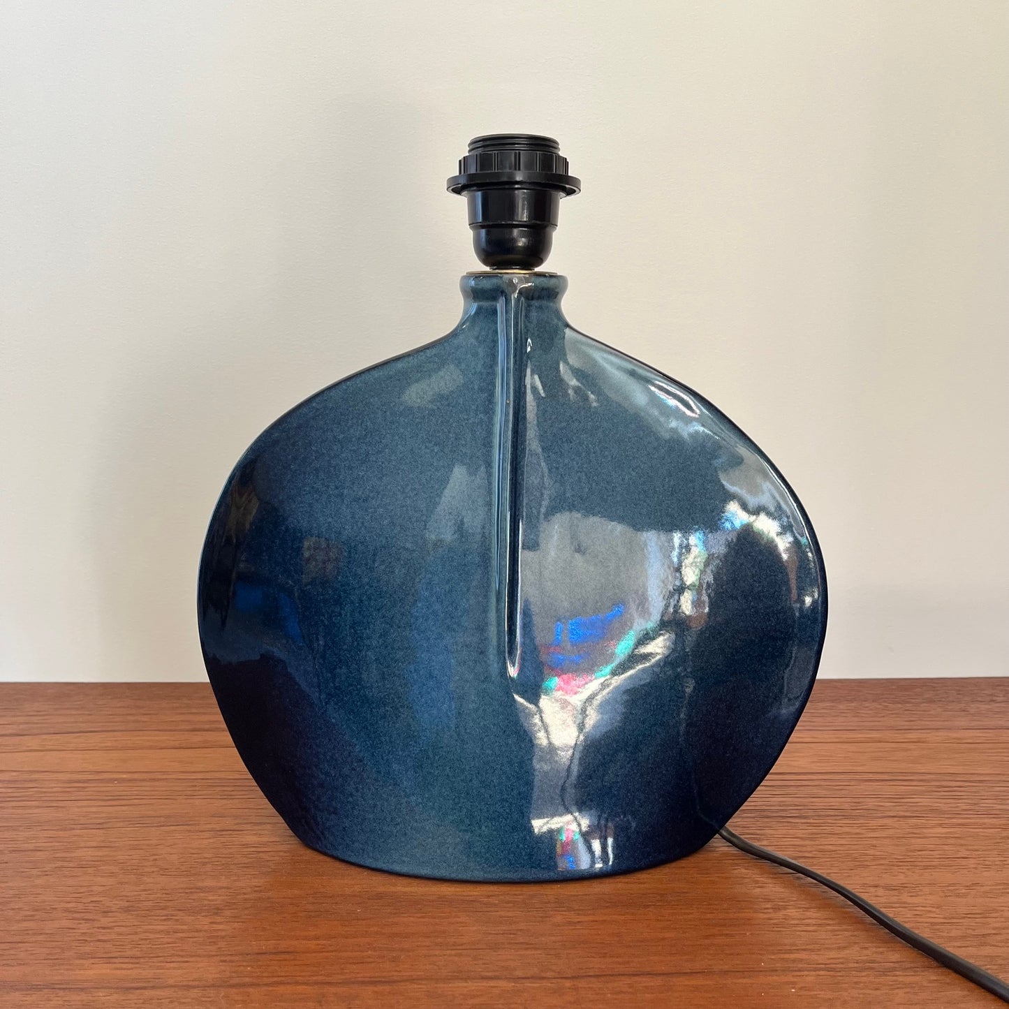 Pied de lampe en céramique bleu pétrole, 1960