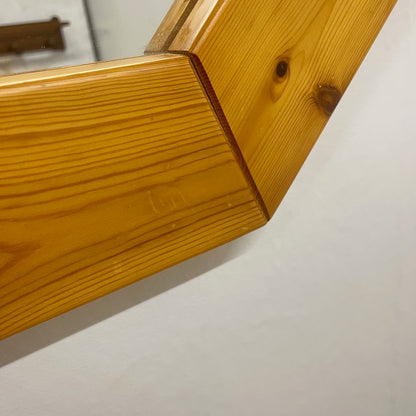 Large octagonal pine mirror, Scandinavian, 1980s