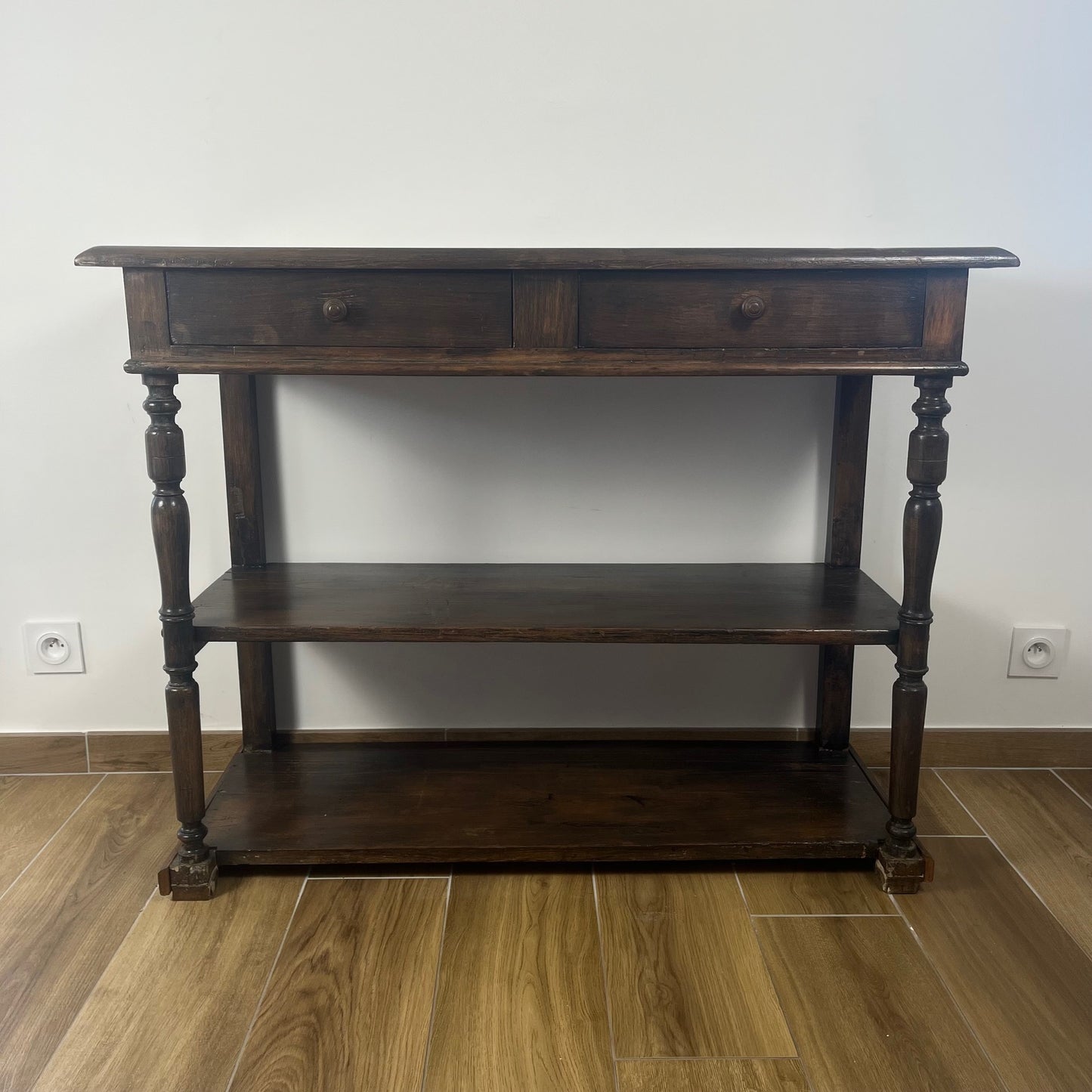 Antique solid wood console table – late 19th / early 20th century