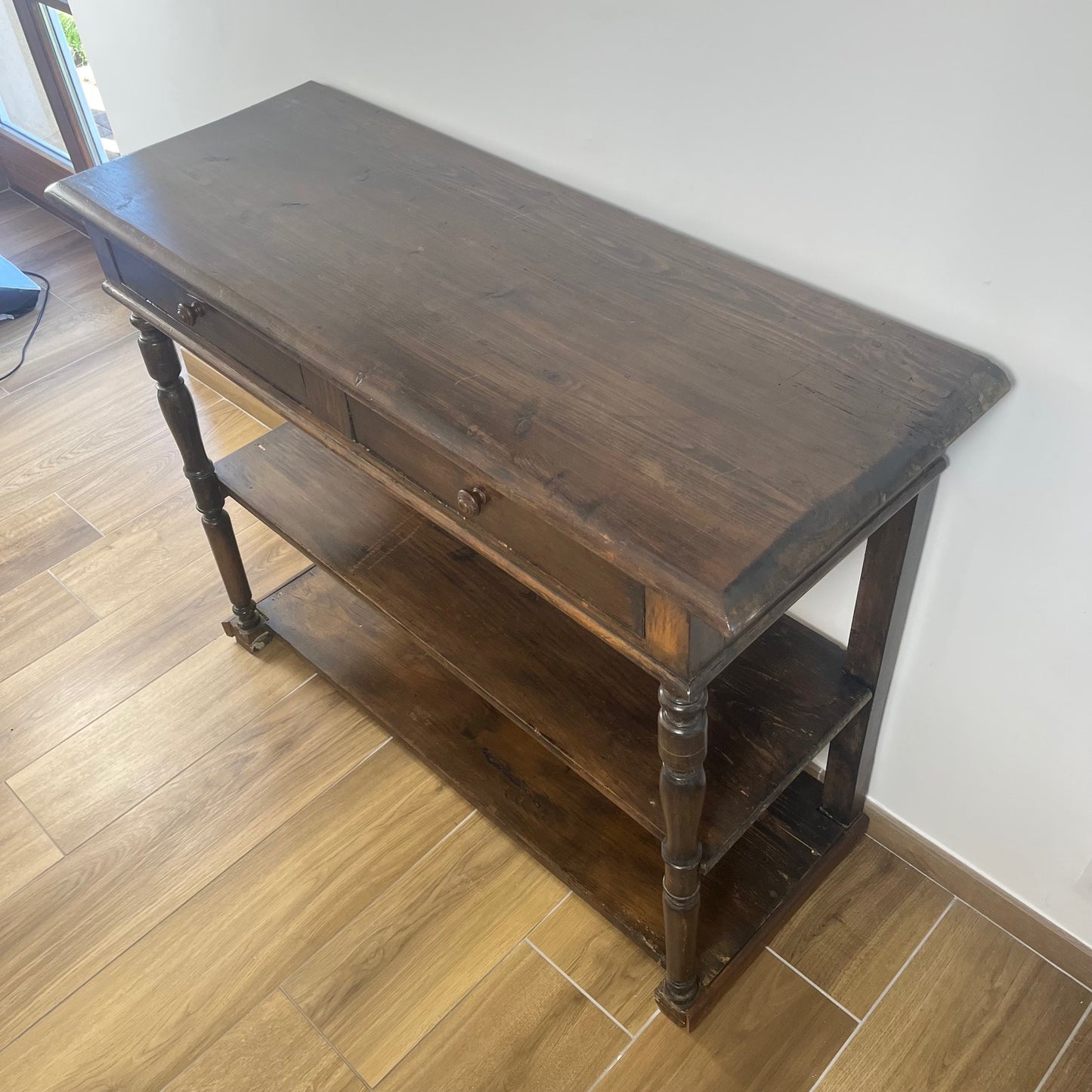 Antique solid wood console table – late 19th / early 20th century