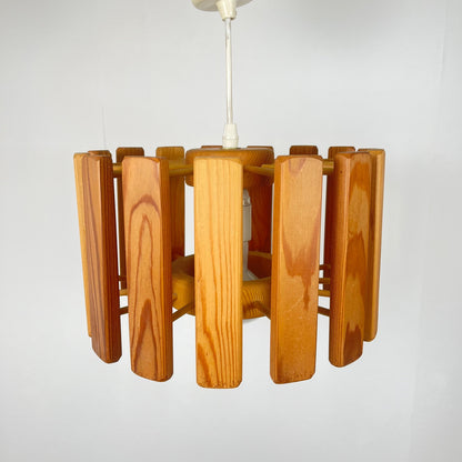 Mid-century modern Scandinavian style pine pendant light, 1970