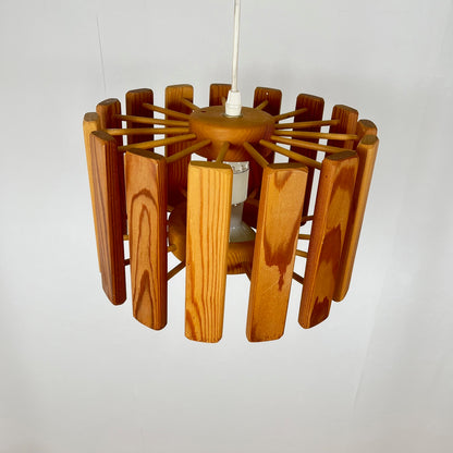 Mid-century modern Scandinavian style pine pendant light, 1970