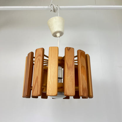 Mid-century modern Scandinavian style pine pendant light, 1970