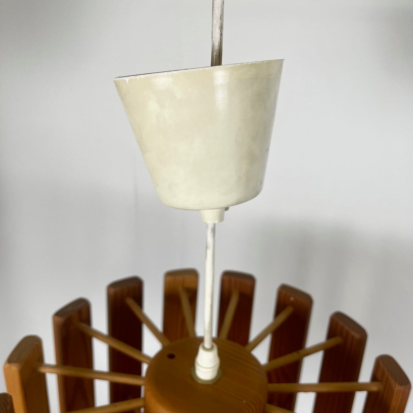 Mid-century modern Scandinavian style pine pendant light, 1970