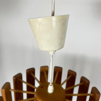 Mid-century modern Scandinavian style pine pendant light, 1970