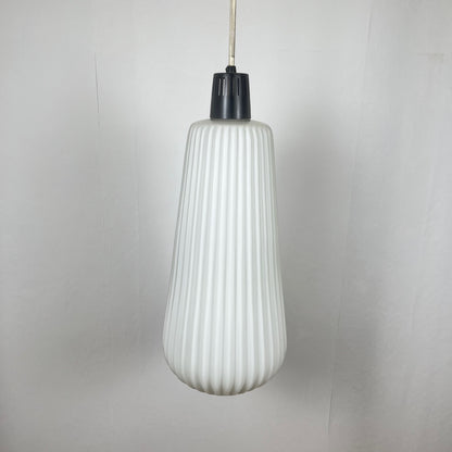 Vintage MCM glass and metal rod pendant light