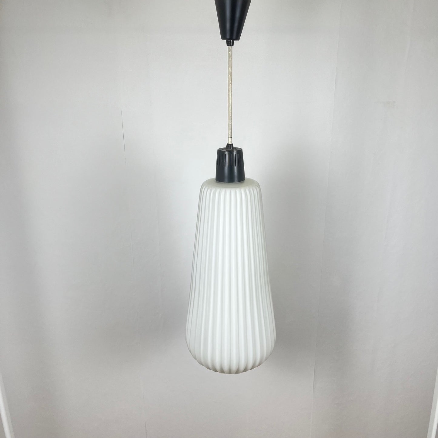 Vintage MCM glass and metal rod pendant light