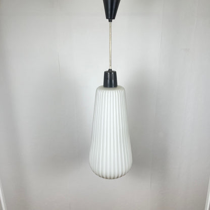 Vintage MCM glass and metal rod pendant light