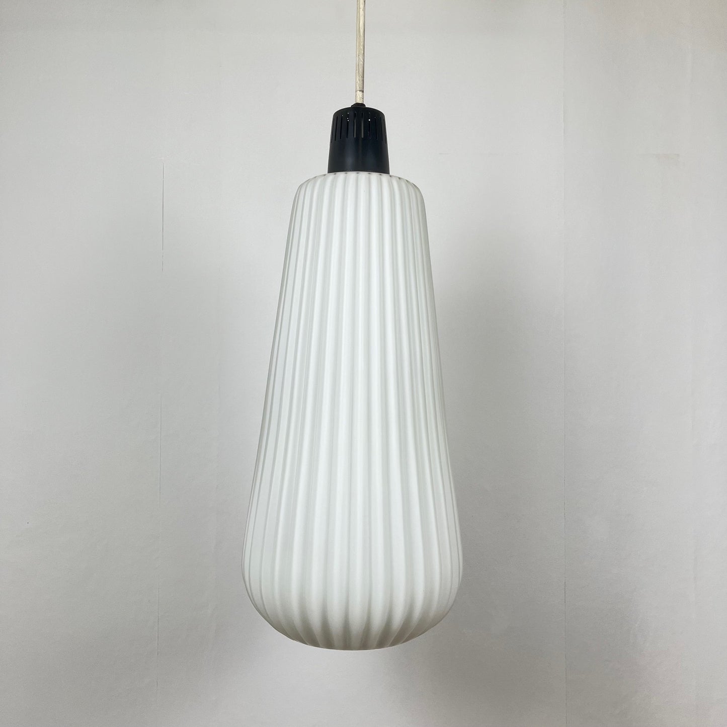 Vintage MCM glass and metal rod pendant light