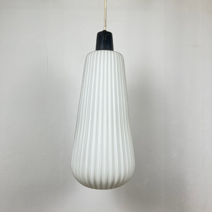 Vintage MCM glass and metal rod pendant light