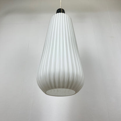 Vintage MCM glass and metal rod pendant light