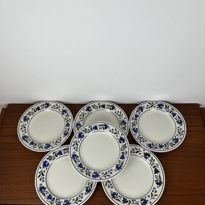 Set de 6 assiettes à dessert Churchill England ,motif fleur, 1970