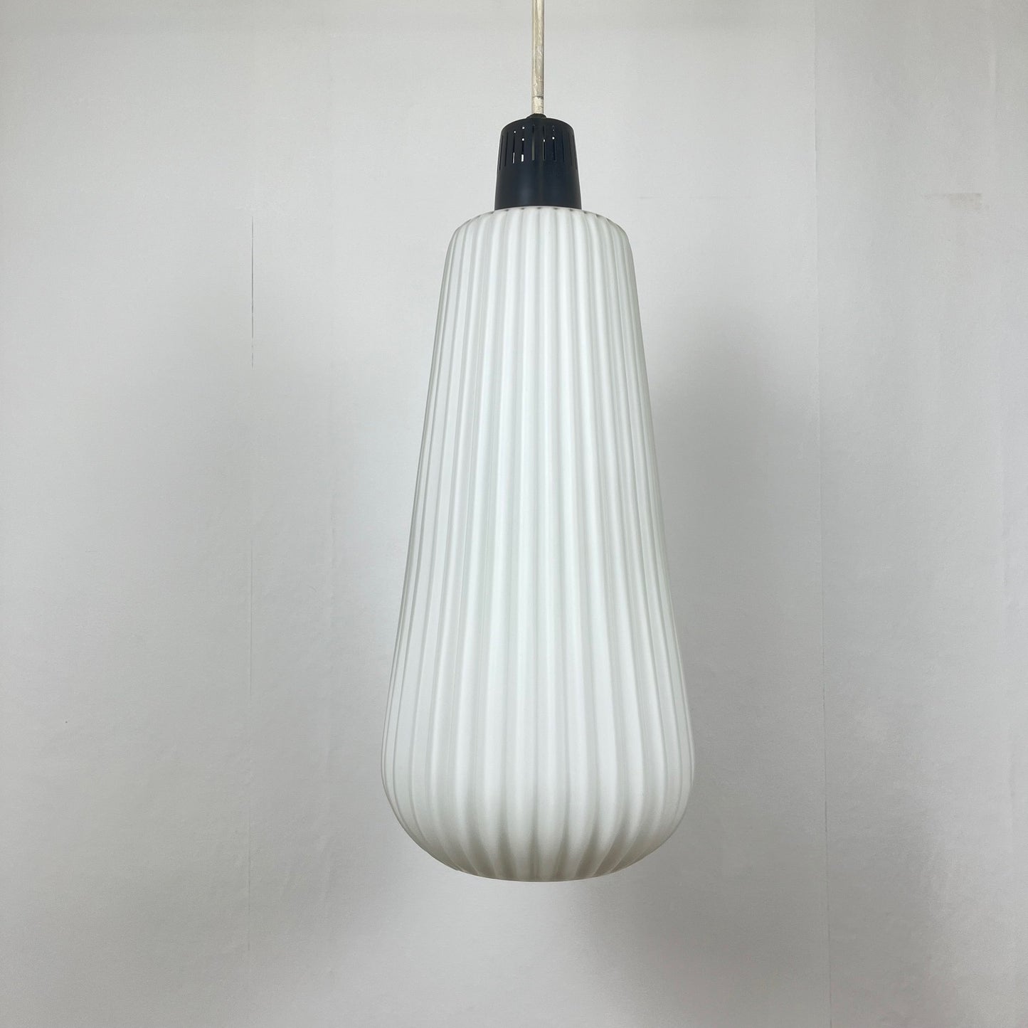 Vintage MCM glass and metal rod pendant light