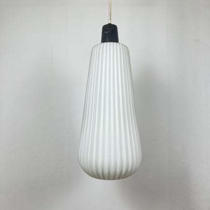 Vintage MCM glass and metal rod pendant light