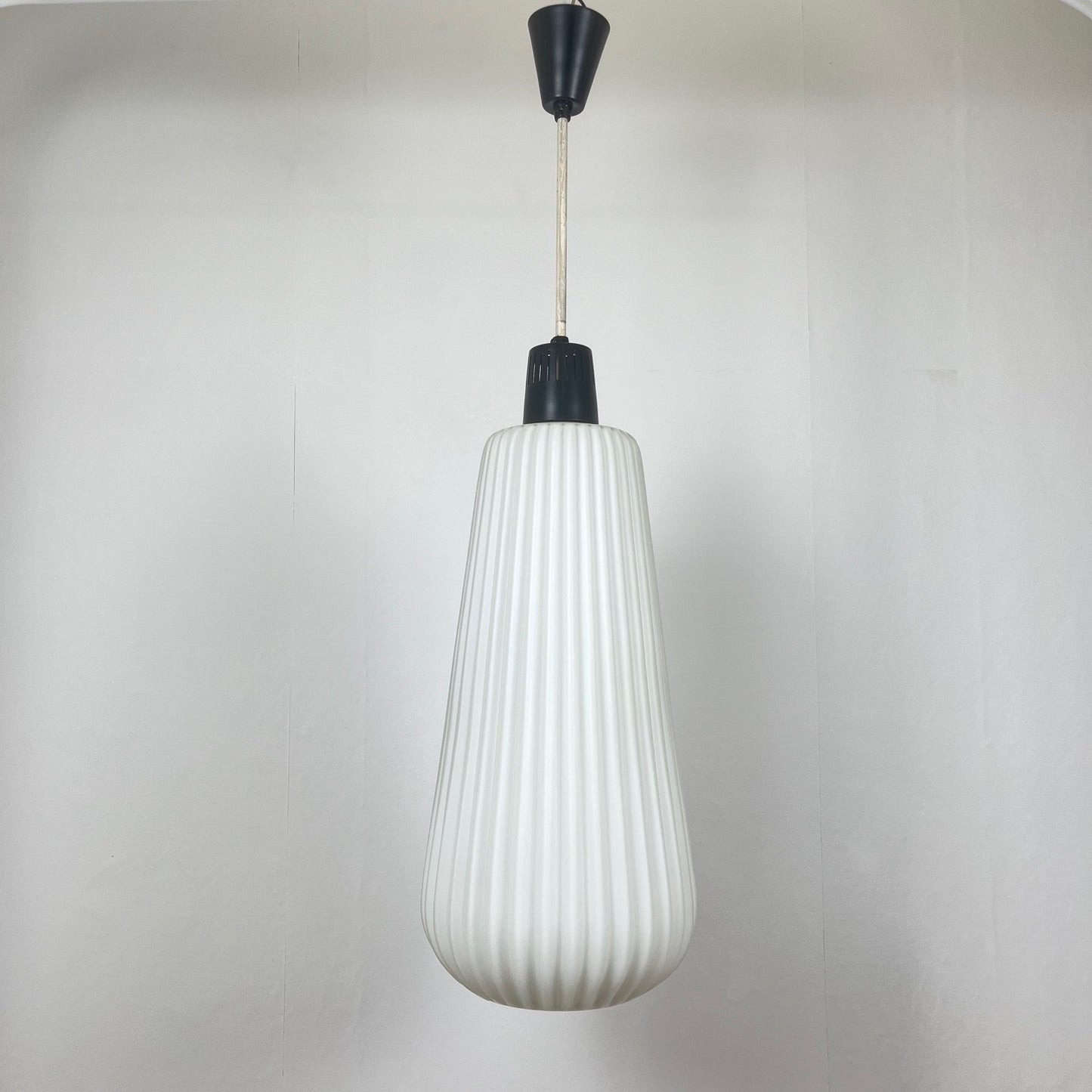 Vintage MCM glass and metal rod pendant light