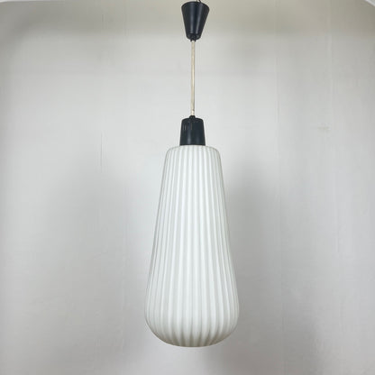Vintage MCM glass and metal rod pendant light