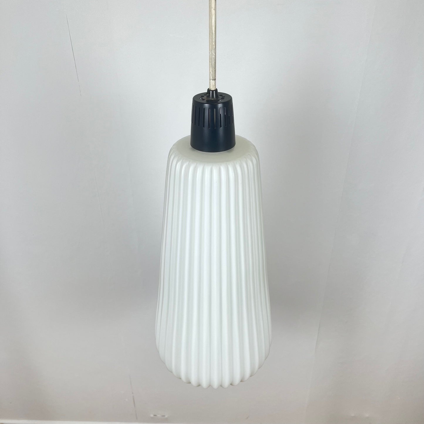 Vintage MCM glass and metal rod pendant light