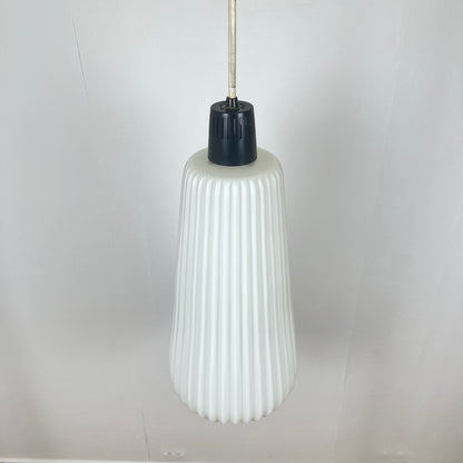Vintage MCM glass and metal rod pendant light