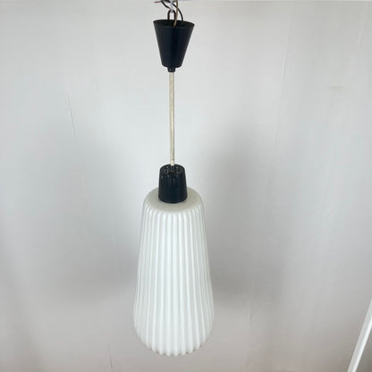 Vintage MCM glass and metal rod pendant light