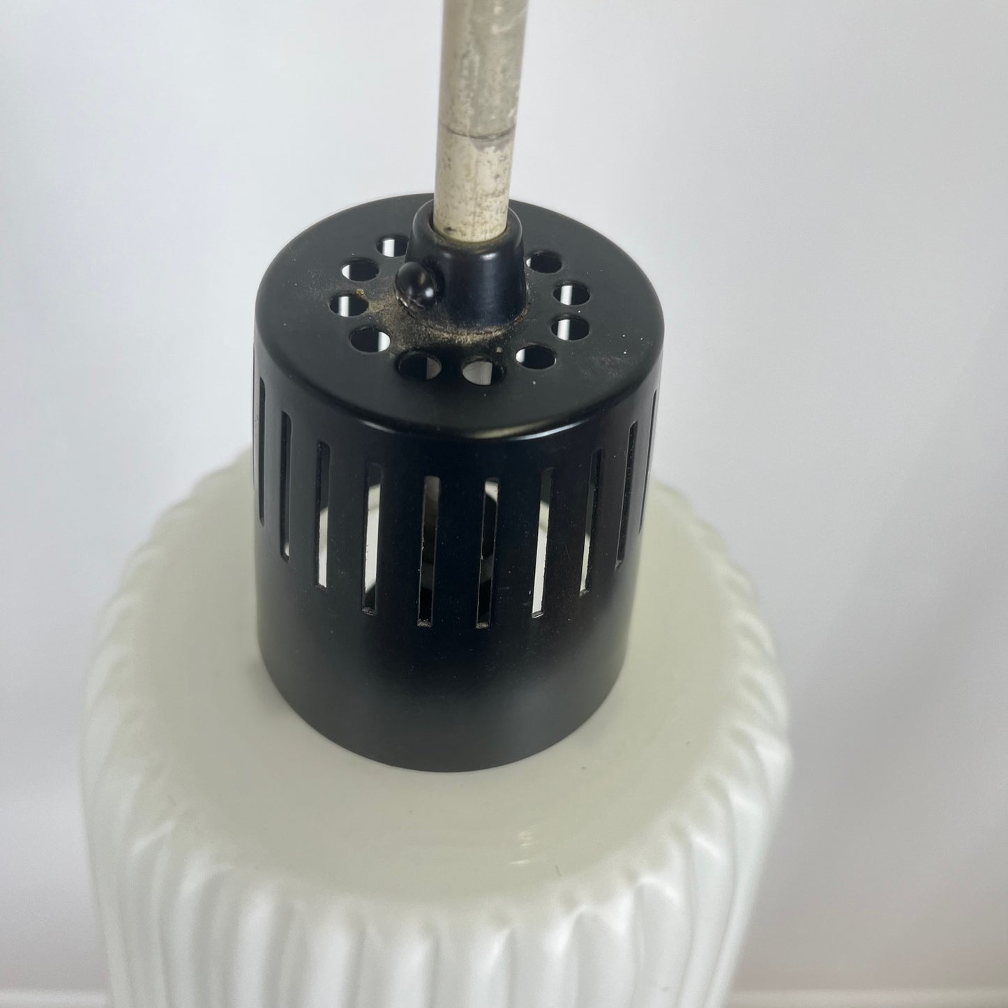 Vintage MCM glass and metal rod pendant light