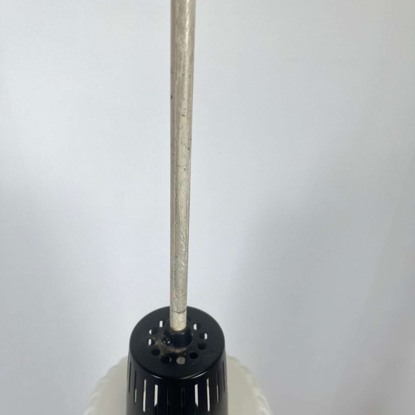 Vintage MCM glass and metal rod pendant light