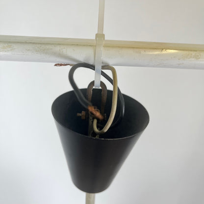Vintage MCM glass and metal rod pendant light