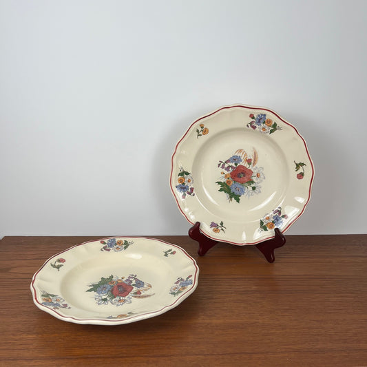 Set de 2 assiettes creuses Sarreguemines modèle "Agreste", 1920/50
