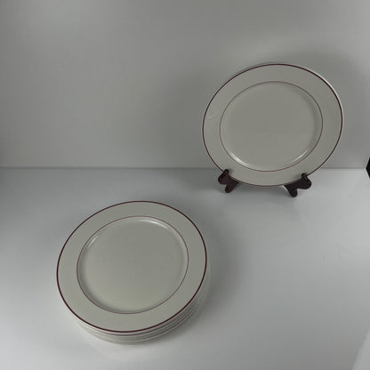 Lot de 6 assiettes plates Villeroy & boch, liseré bordeaux / violet, XXe