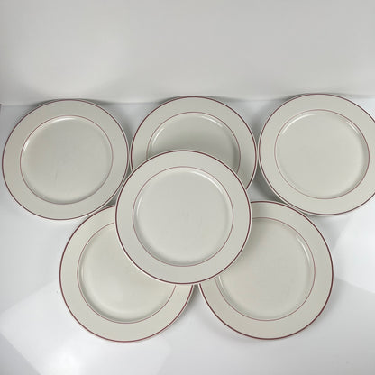 Lot de 6 assiettes plates Villeroy & boch, liseré bordeaux / violet, XXe