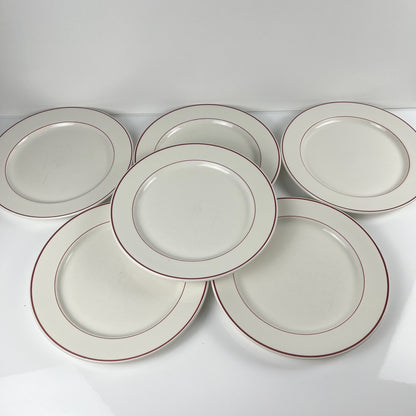 Lot de 6 assiettes plates Villeroy & boch, liseré bordeaux / violet, XXe