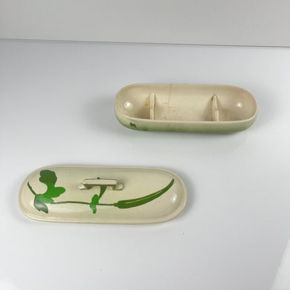 Sarreguemines toilet / soap box, Art Nouveau style, late 19th-early 20th century