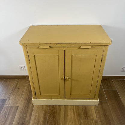 Antique butter-yellow kitchen dresser, late 19th - early 20th century