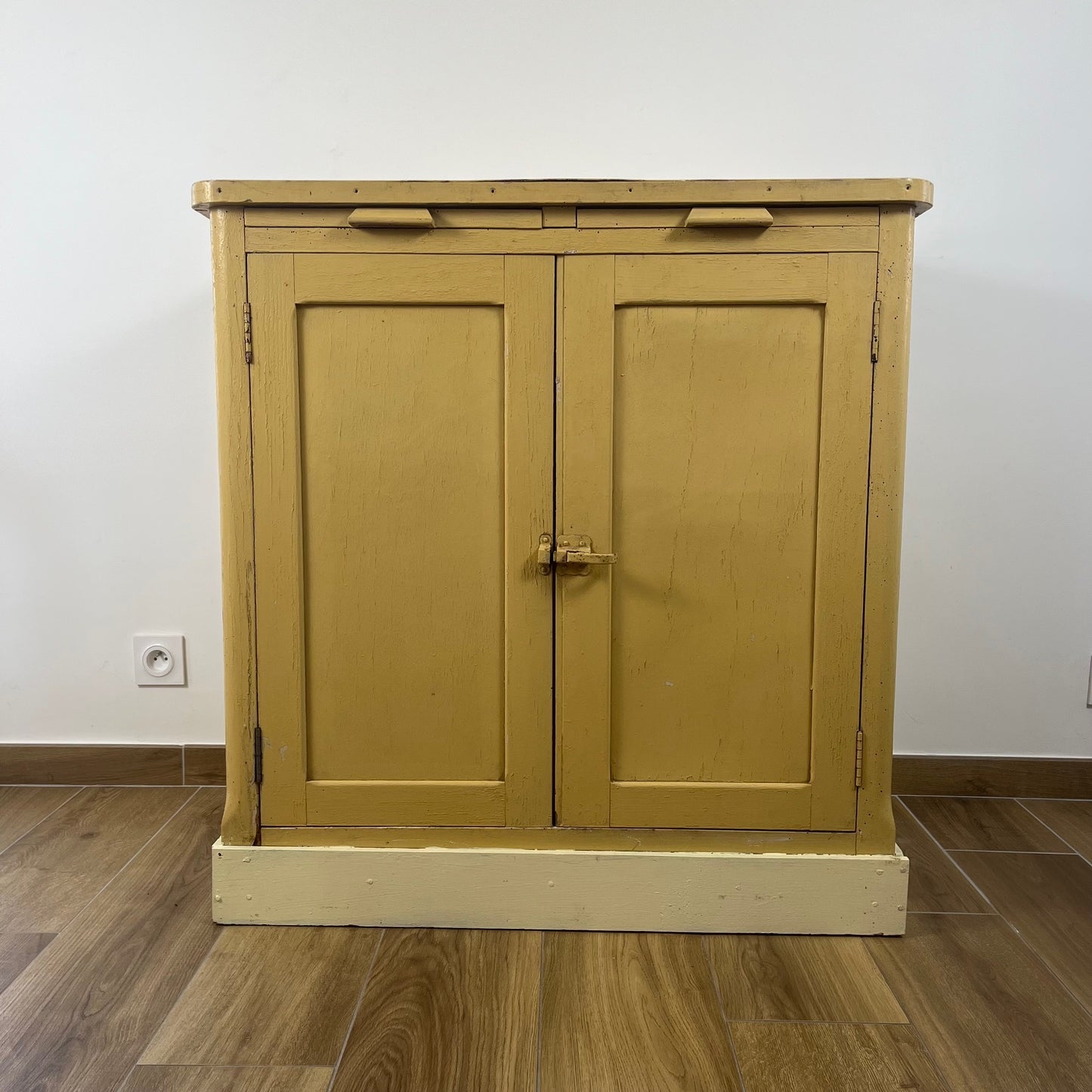 Antique butter-yellow kitchen dresser, late 19th - early 20th century
