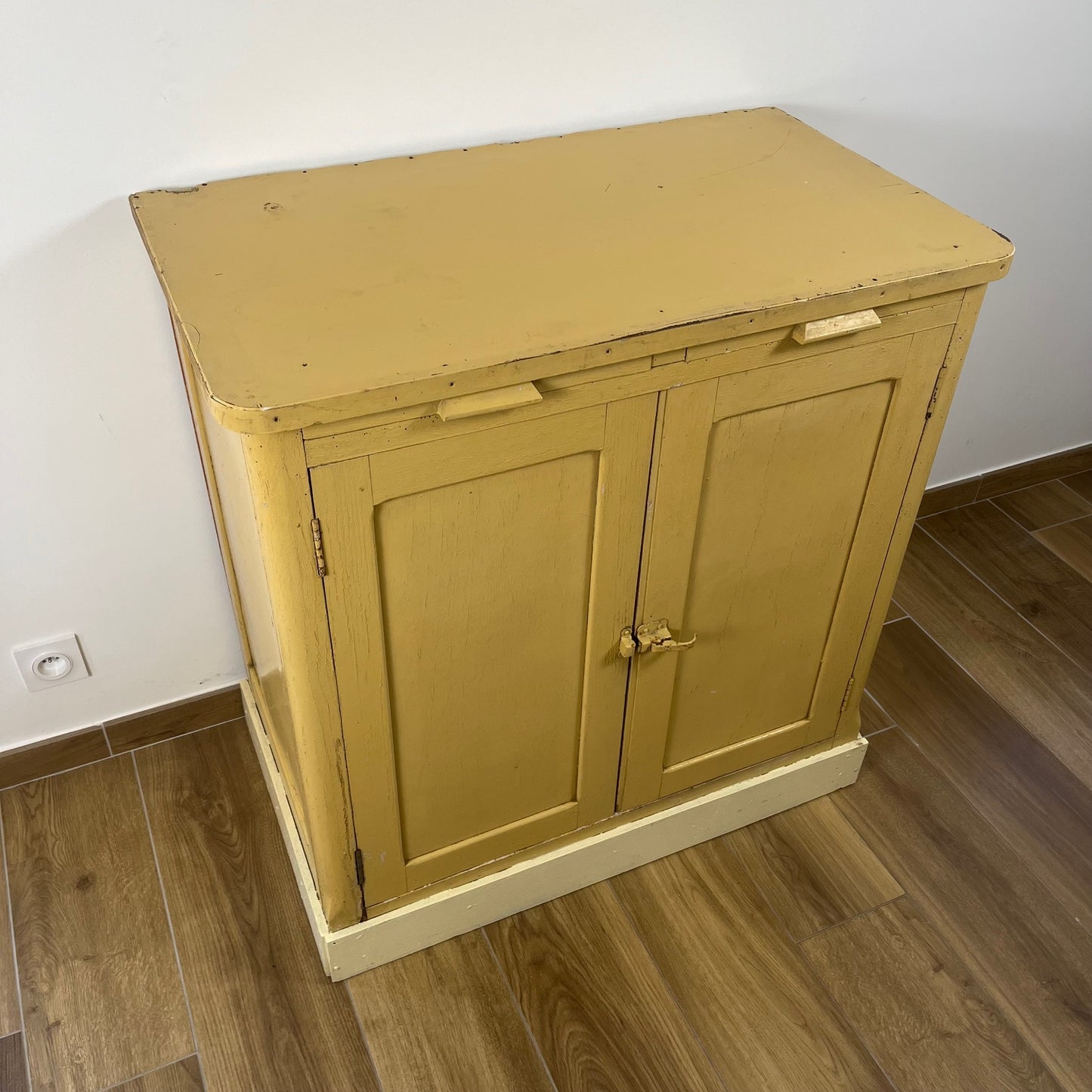 Antique butter-yellow kitchen dresser, late 19th - early 20th century